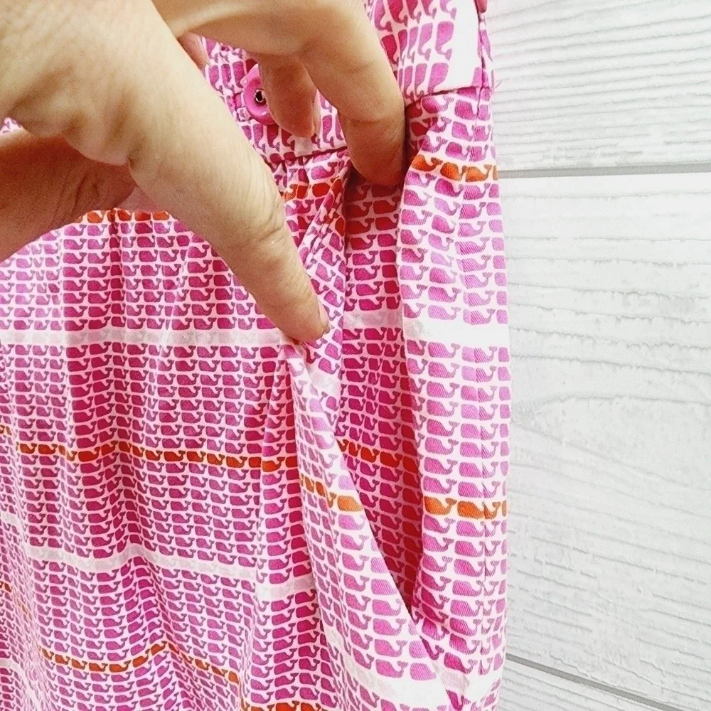 Vineyard Vines Womens Pink Whale‎ Print Mini Skirt Size 4 Preppy Cotton Blend